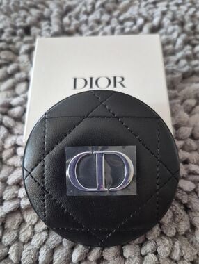 NIB Dior Black Quilted Leather Round Case with Silver CD Emblem [B4]